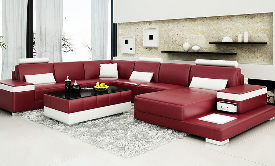 Juliet - U - Leather Sofa Lounge Set